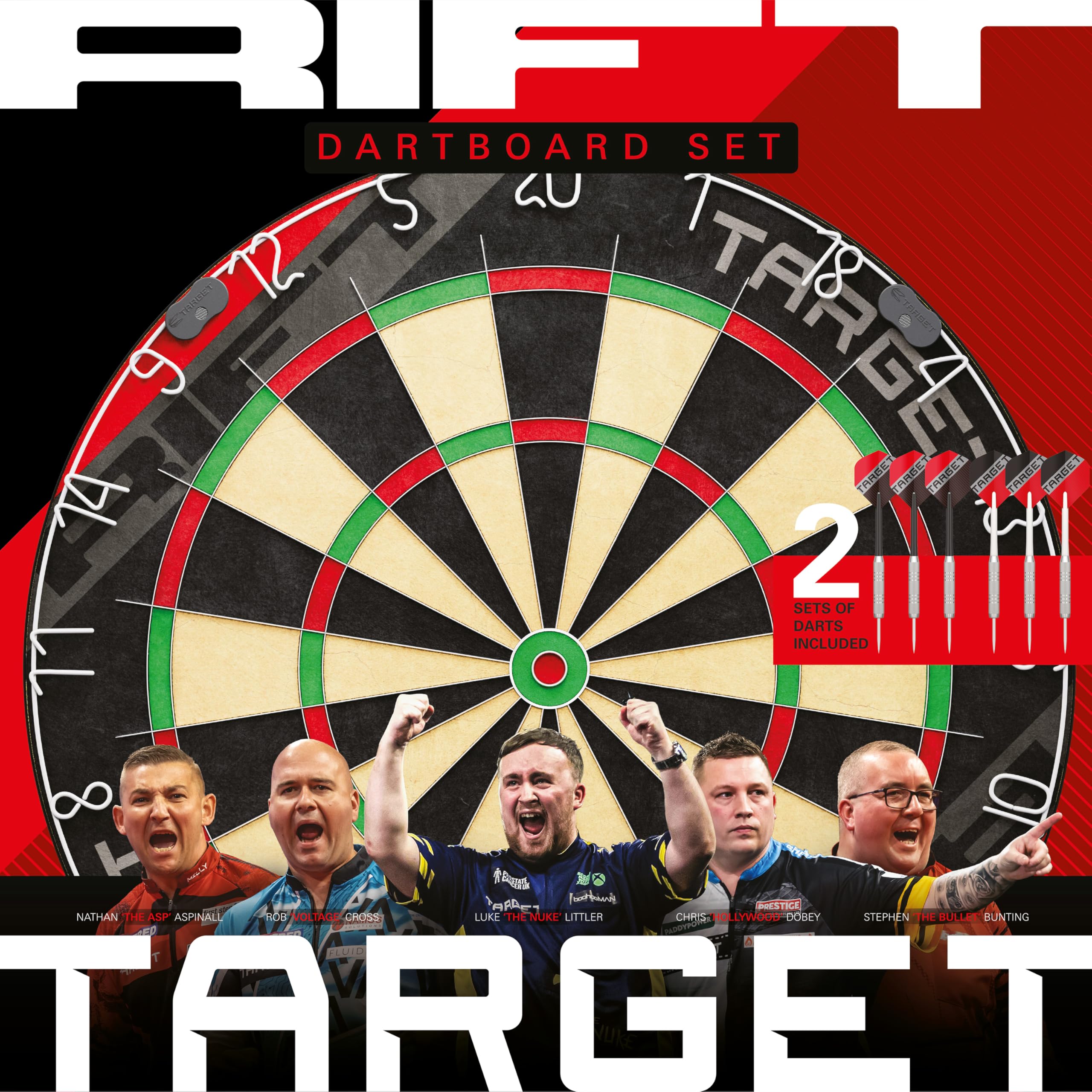 target-tor-rift-dartscheibe-sisal-set-mit-6x-17g-messingdarts image 2