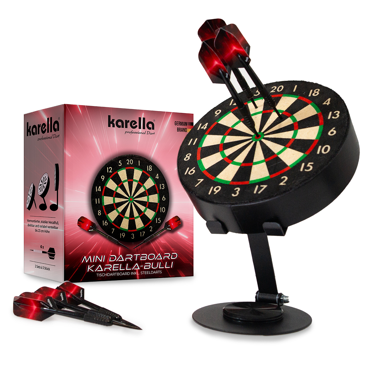 karella-eco-line-bulli-mini-dartscheibe-15-cm-mit-standfu image 1