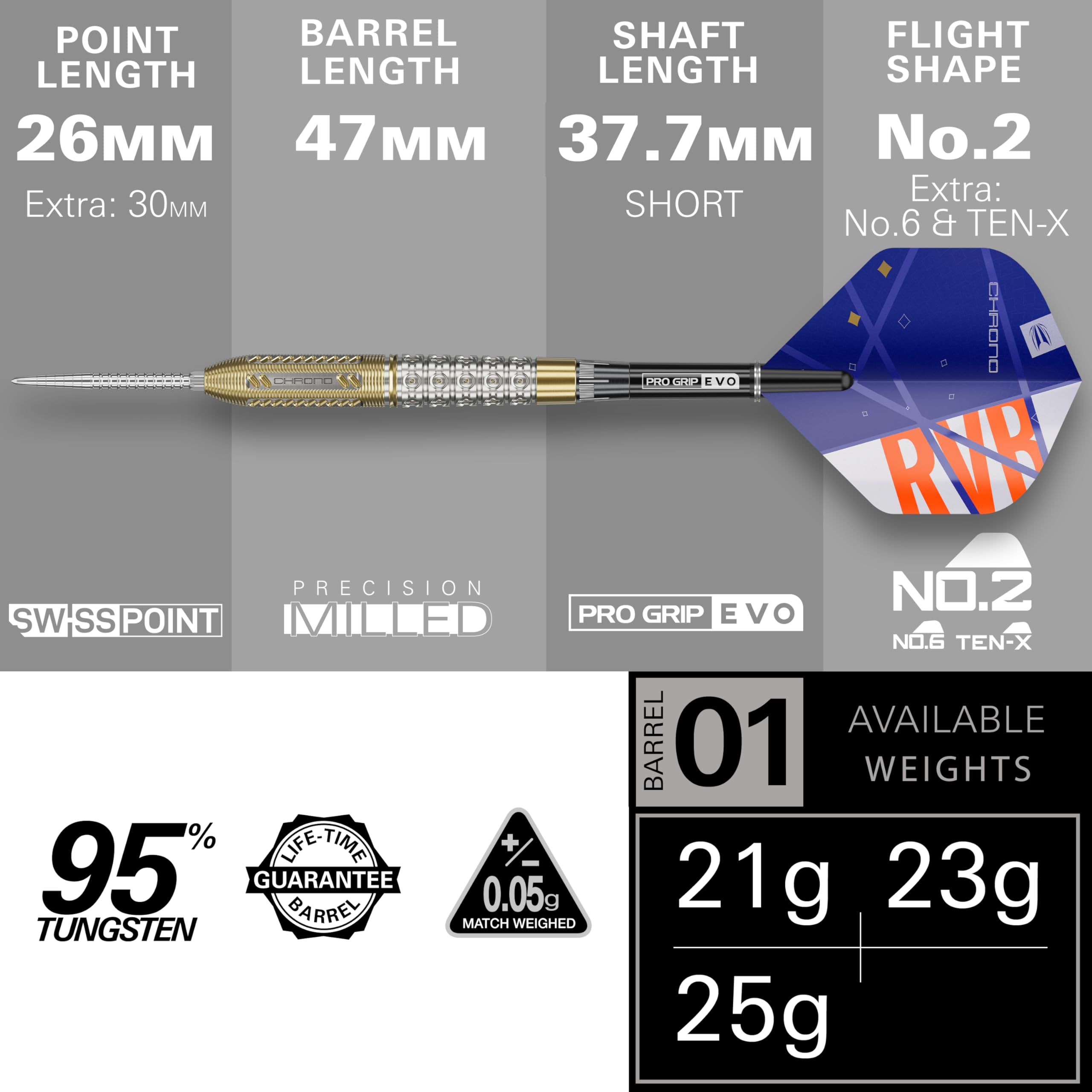 target-rvb-chrono-steeldarts-95-21g-mit-case image 3