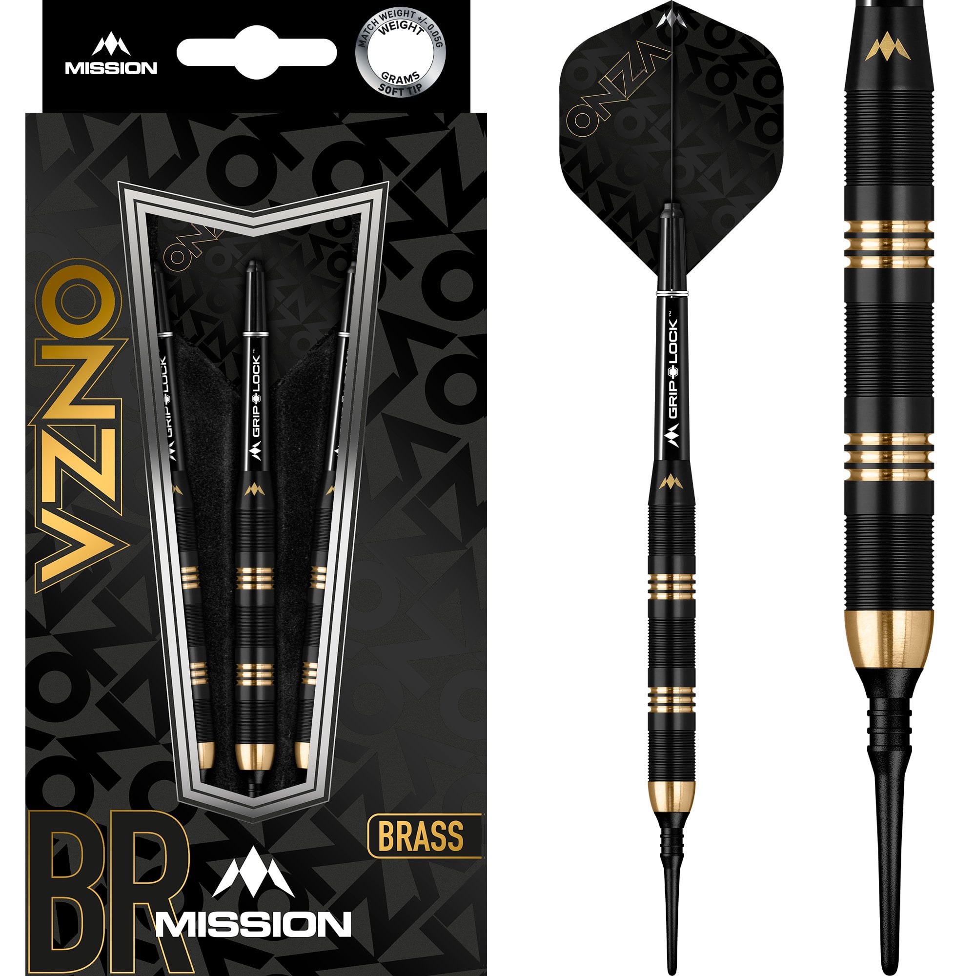 mission-onza-m1-softdarts-messing-19g-schwarz-gold image 1