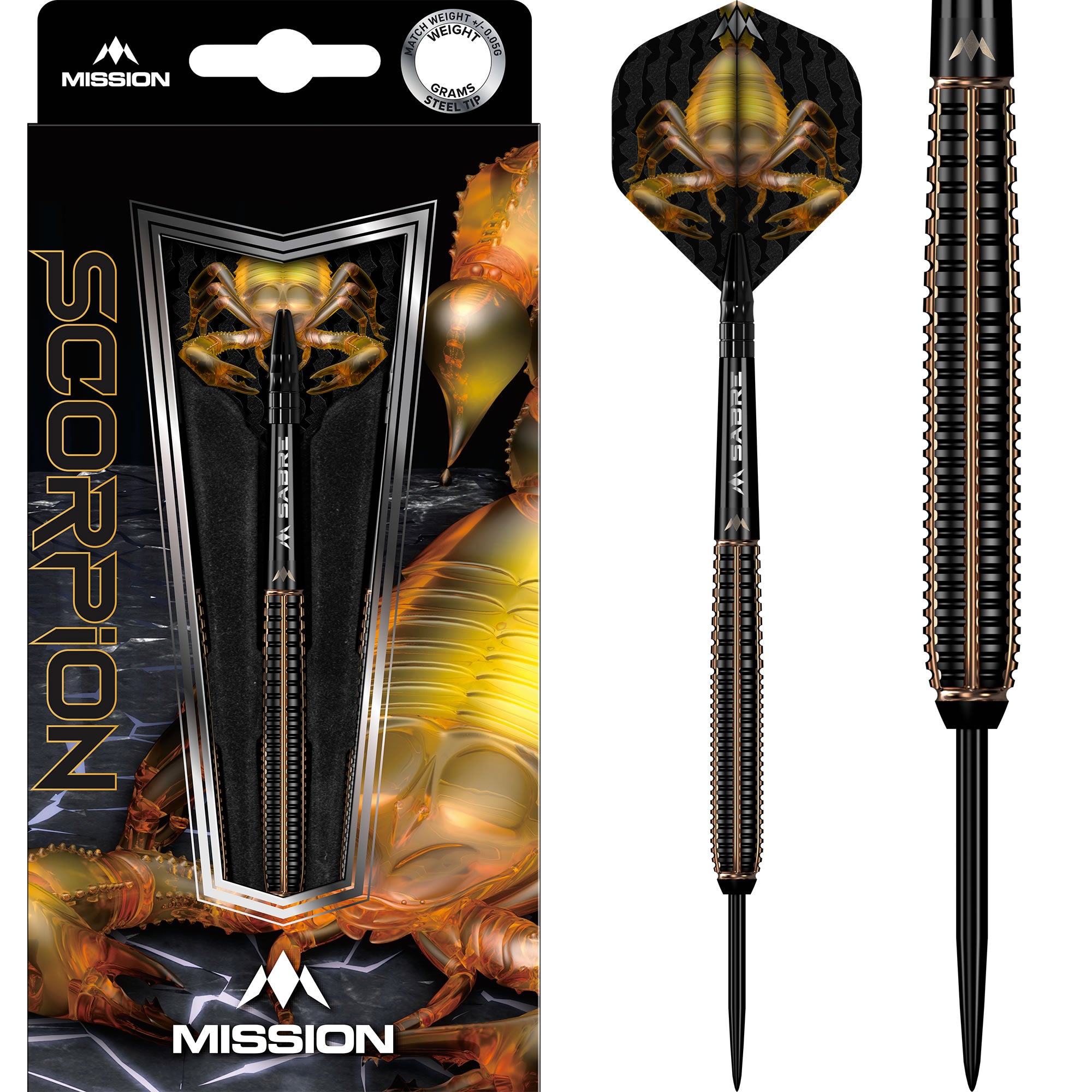 mission-scorpion-22g-steeldarts-90-tungsten-schwarz-gold image 1