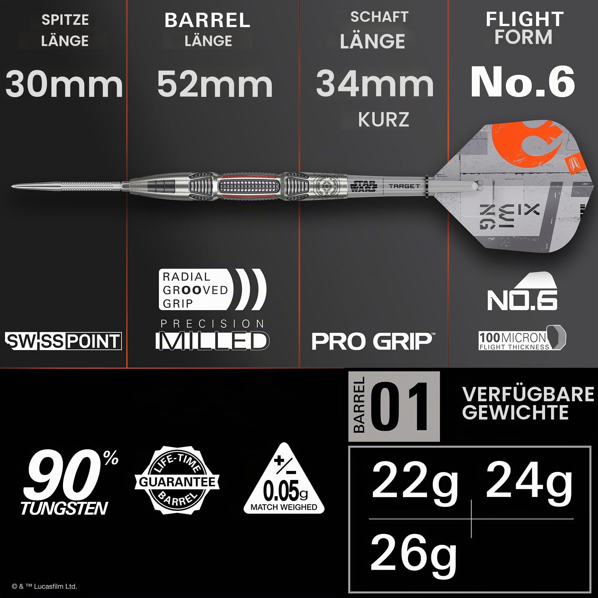 target-bolide-x-wing-steeldarts-22g-90-tungsten-star-wars image 2