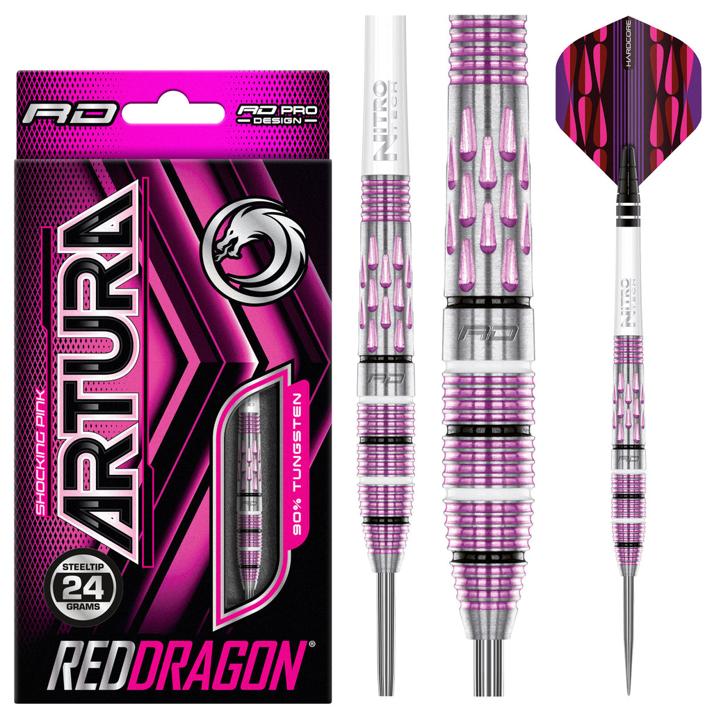 red-dragon-artura-shocking-pink-steeldarts-24g-teardrop image 1