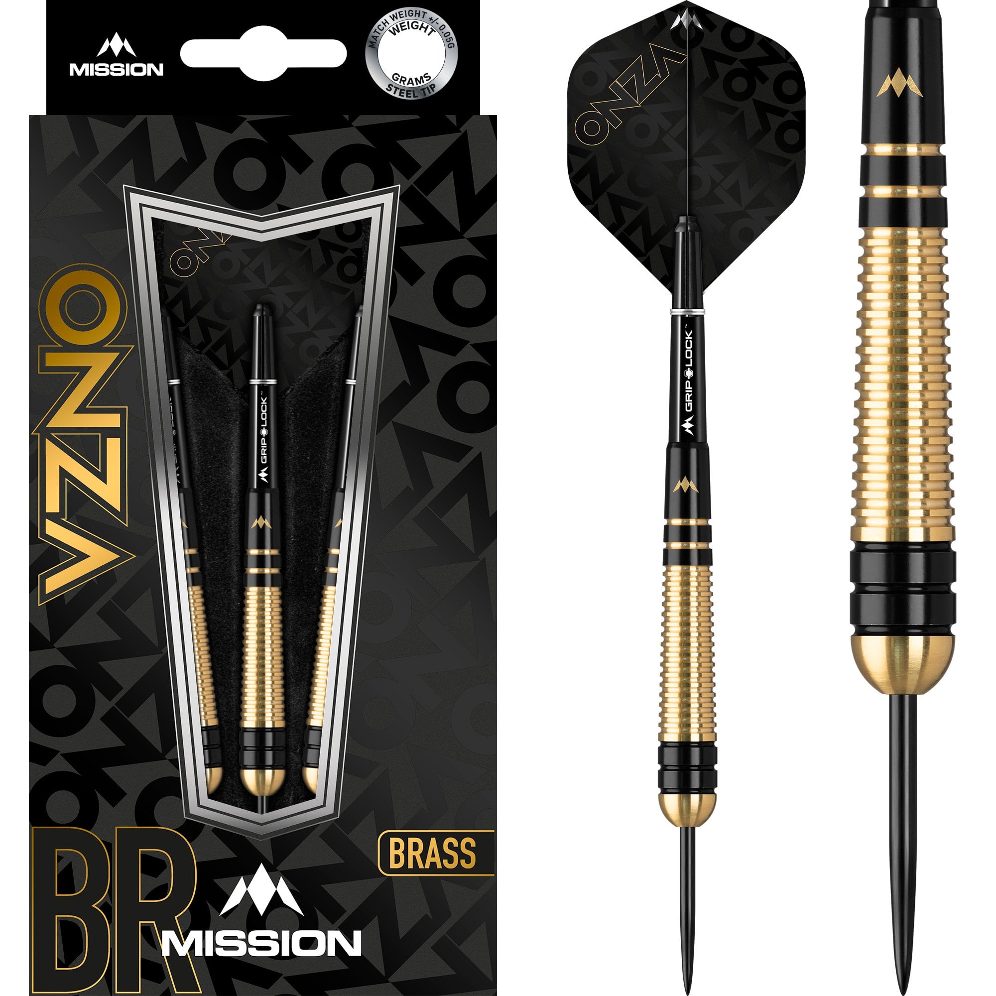 mission-onza-m2-steeldarts-22g-messing-schwarz-gold image 1