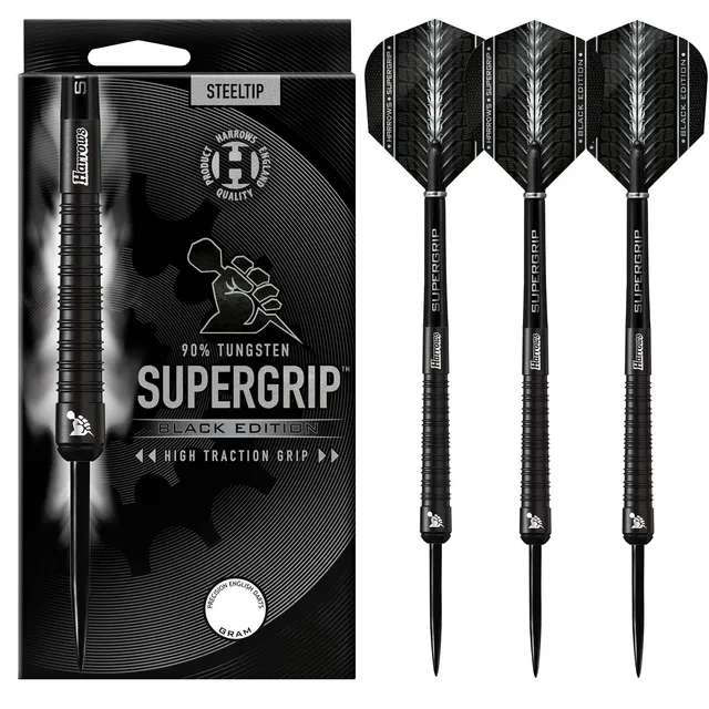 harrows-supergrip-90-black-edition-steeldarts-23g-mit-ring-grip image 1