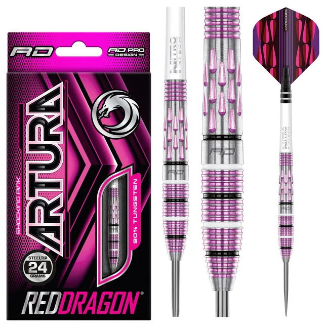 red-dragon-artura-shocking-pink-steeldarts-24g-teardrop image 1