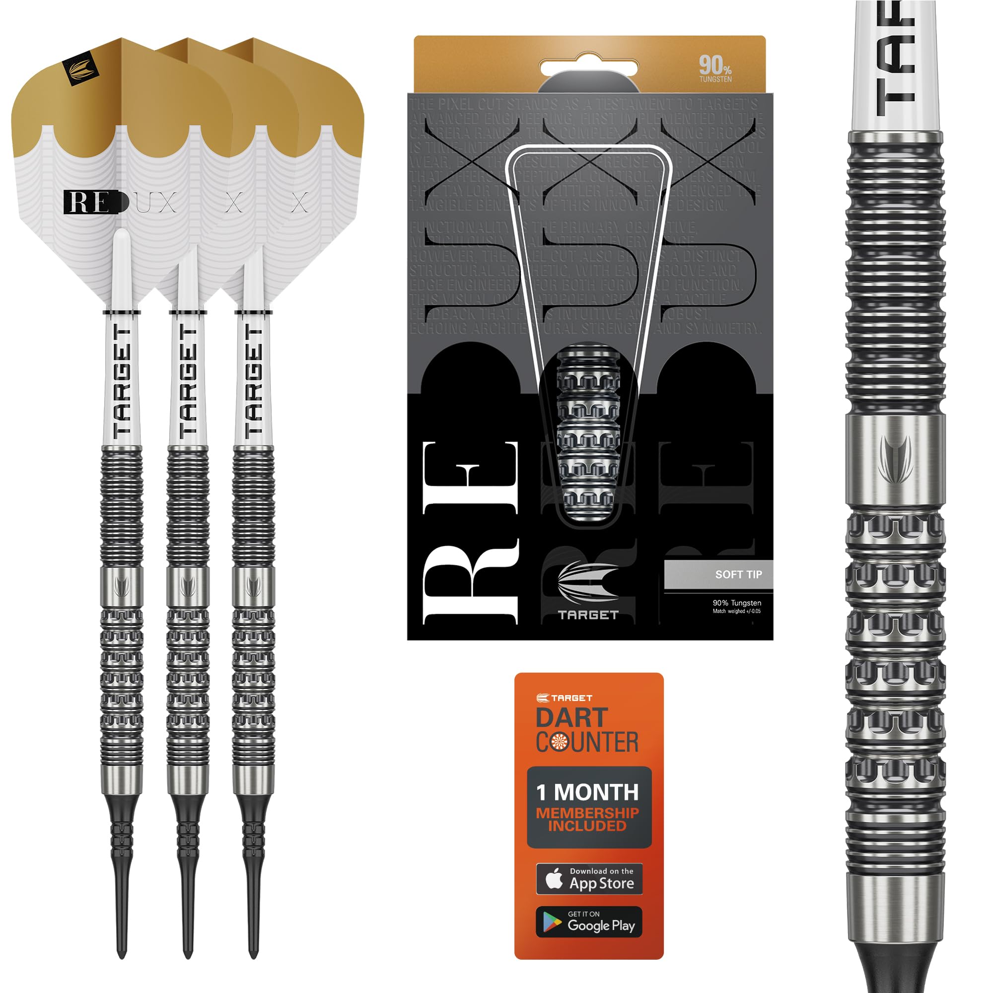 target-redux-softdarts-18g-90-tungsten-pixel-grip-set image 1