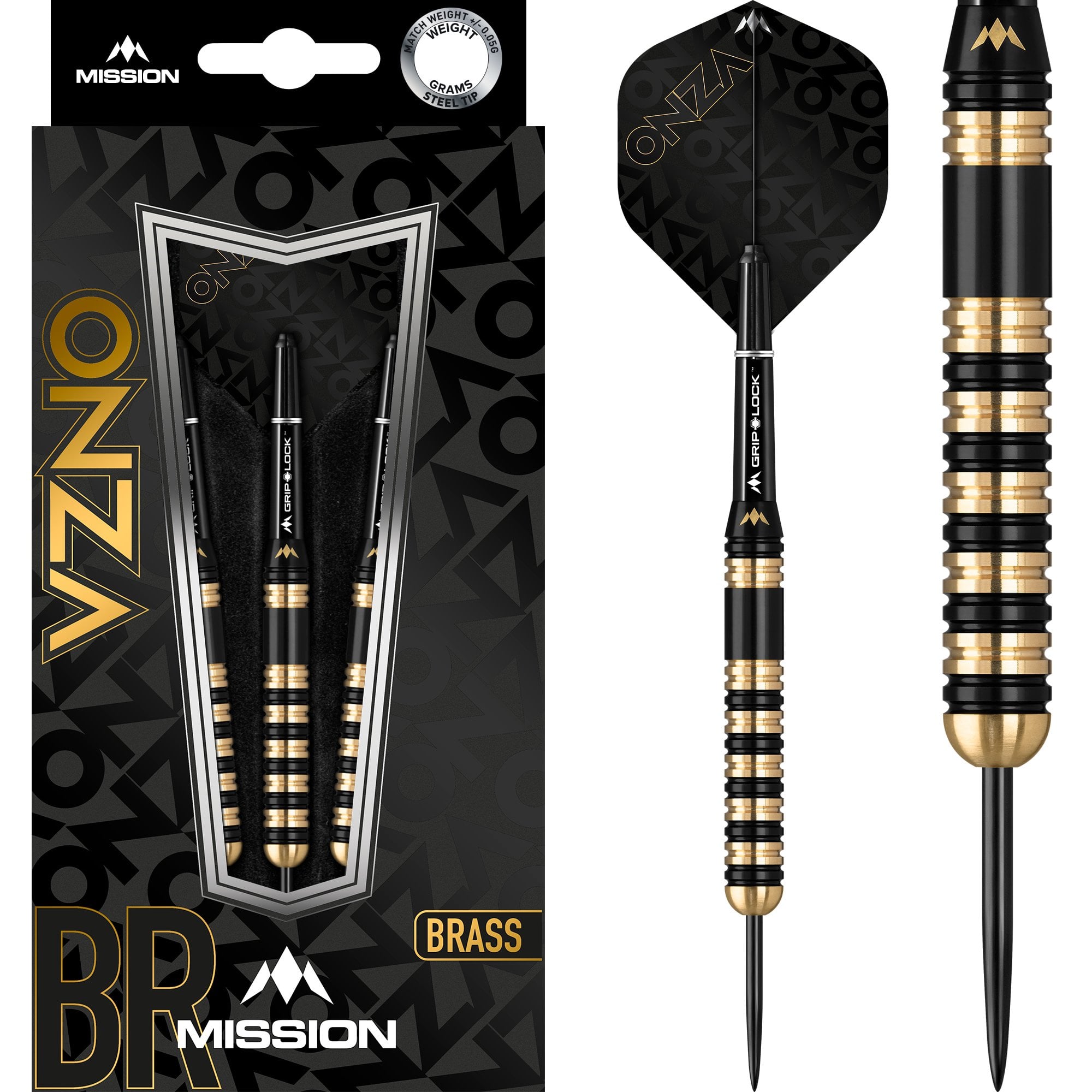 mission-onza-m3-steeldart-23g-messing-schwarz-gold image 1