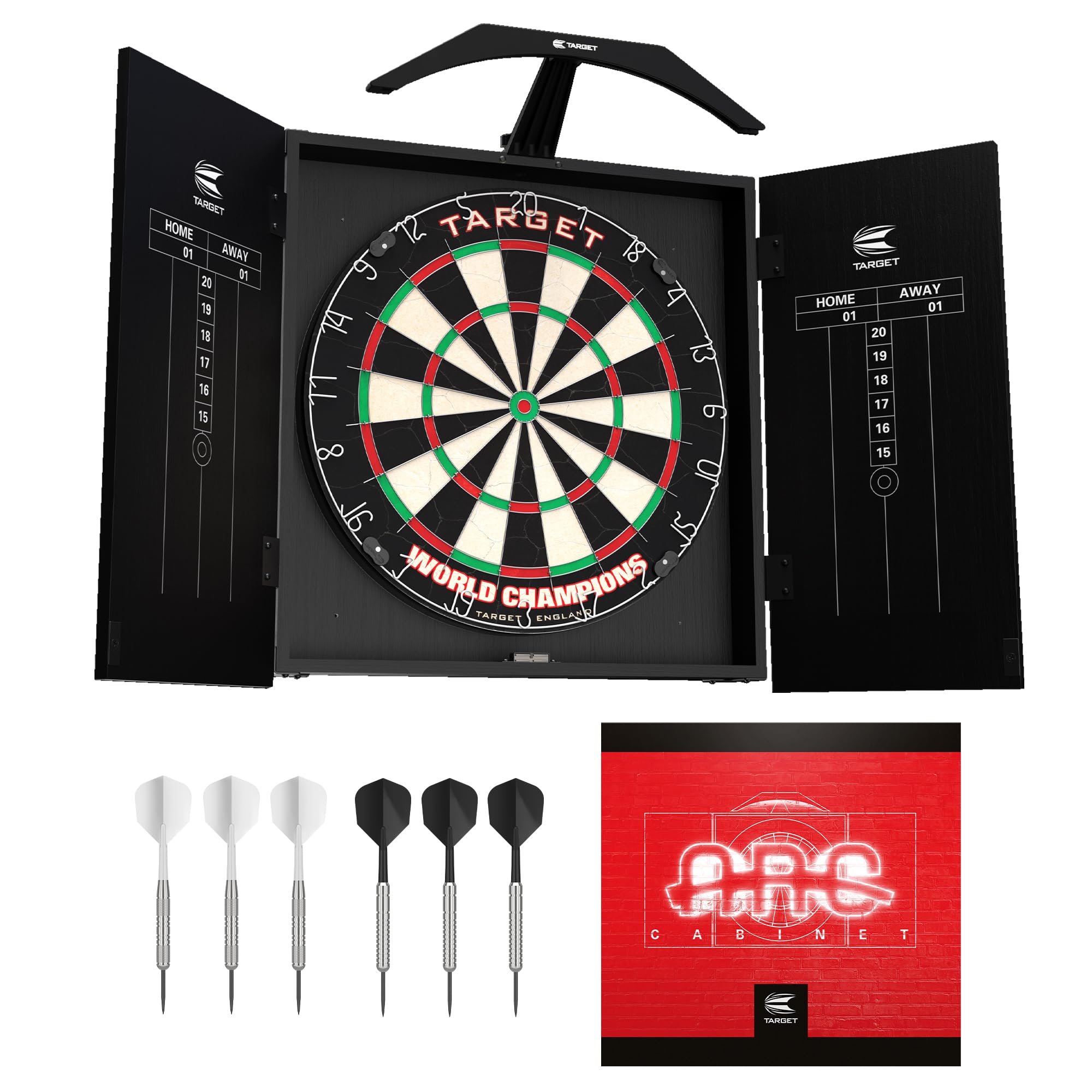 target-arc-dartschrank-set-dartscheibe-beleuchtung-schwarz image 1
