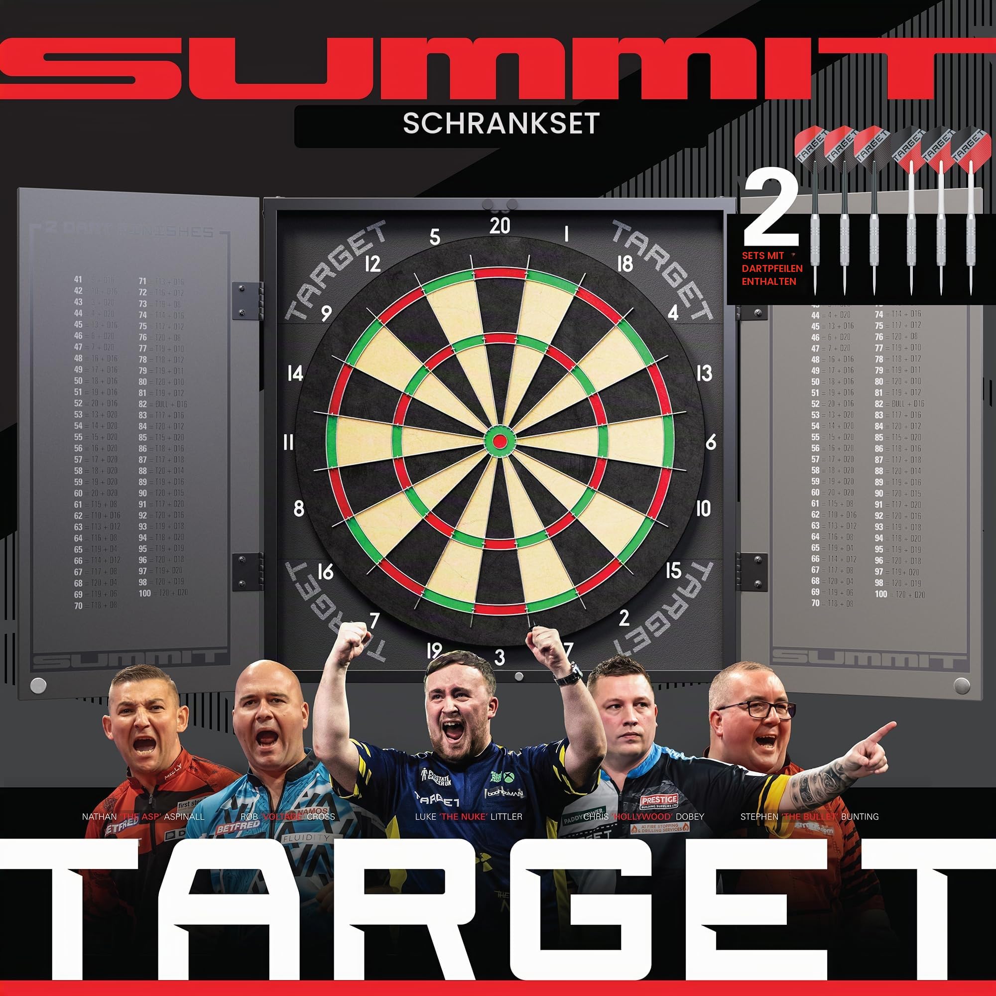 target-arc-summit-dartscheibe-schrank-set-17g-messing image 2