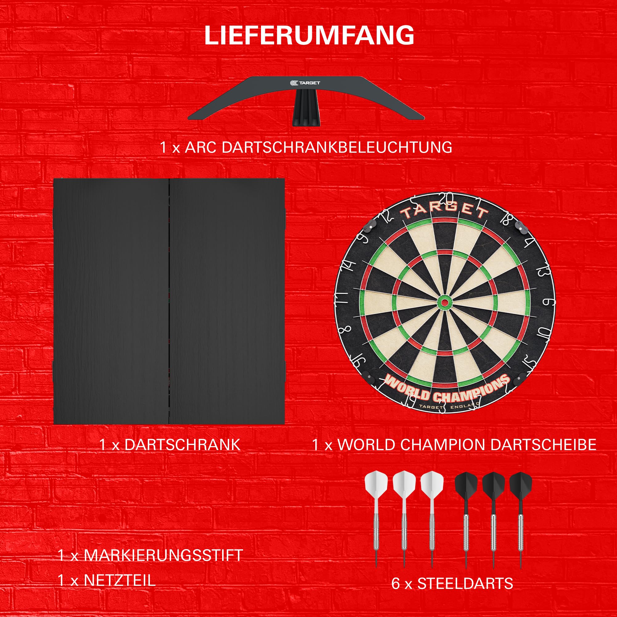 target-arc-dartschrank-set-dartscheibe-beleuchtung-schwarz image 5
