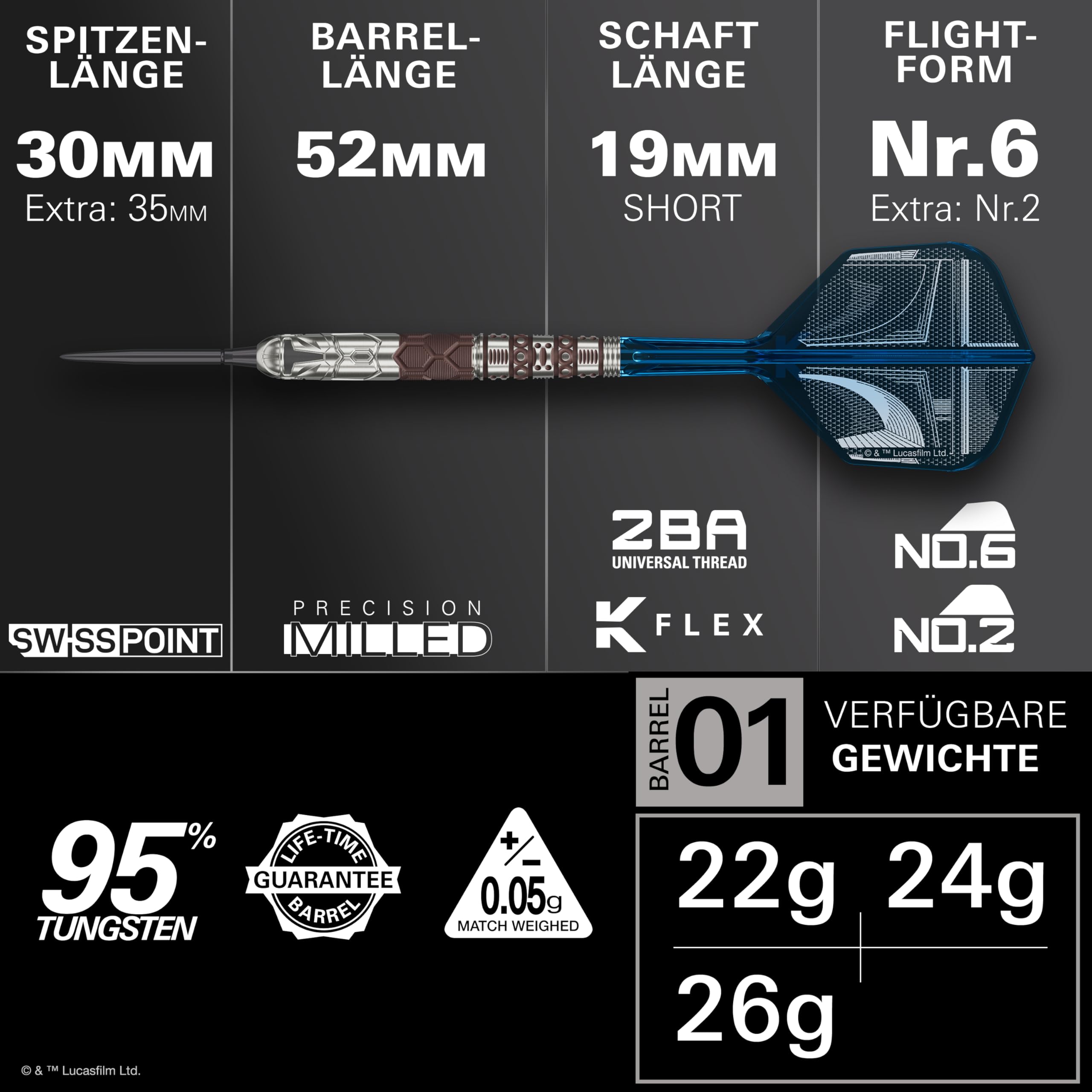 target-mandalorian-steeldarts-95-22g-set-mit-wallet-k-flex image 2