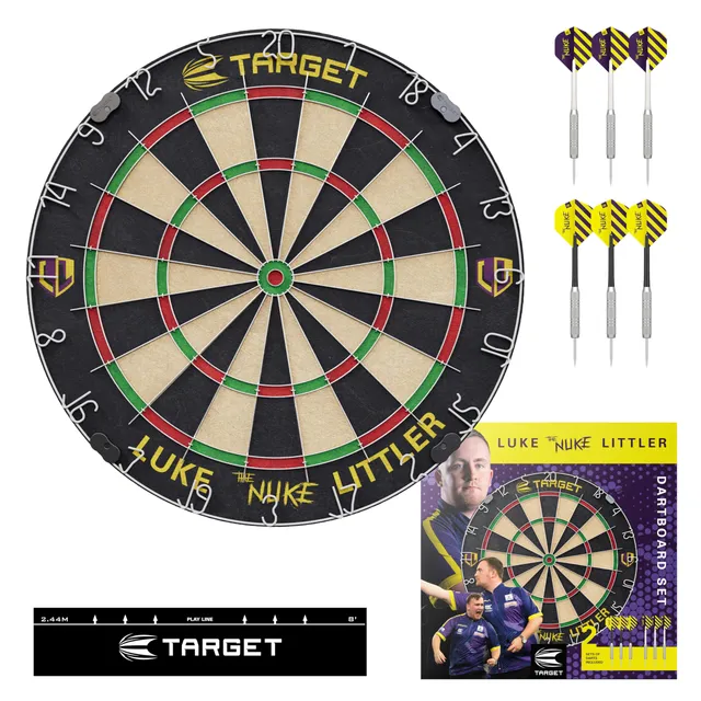 target-tor-luke-littler-dartscheiben-set-sisal-mit-6-steeldarts image 1