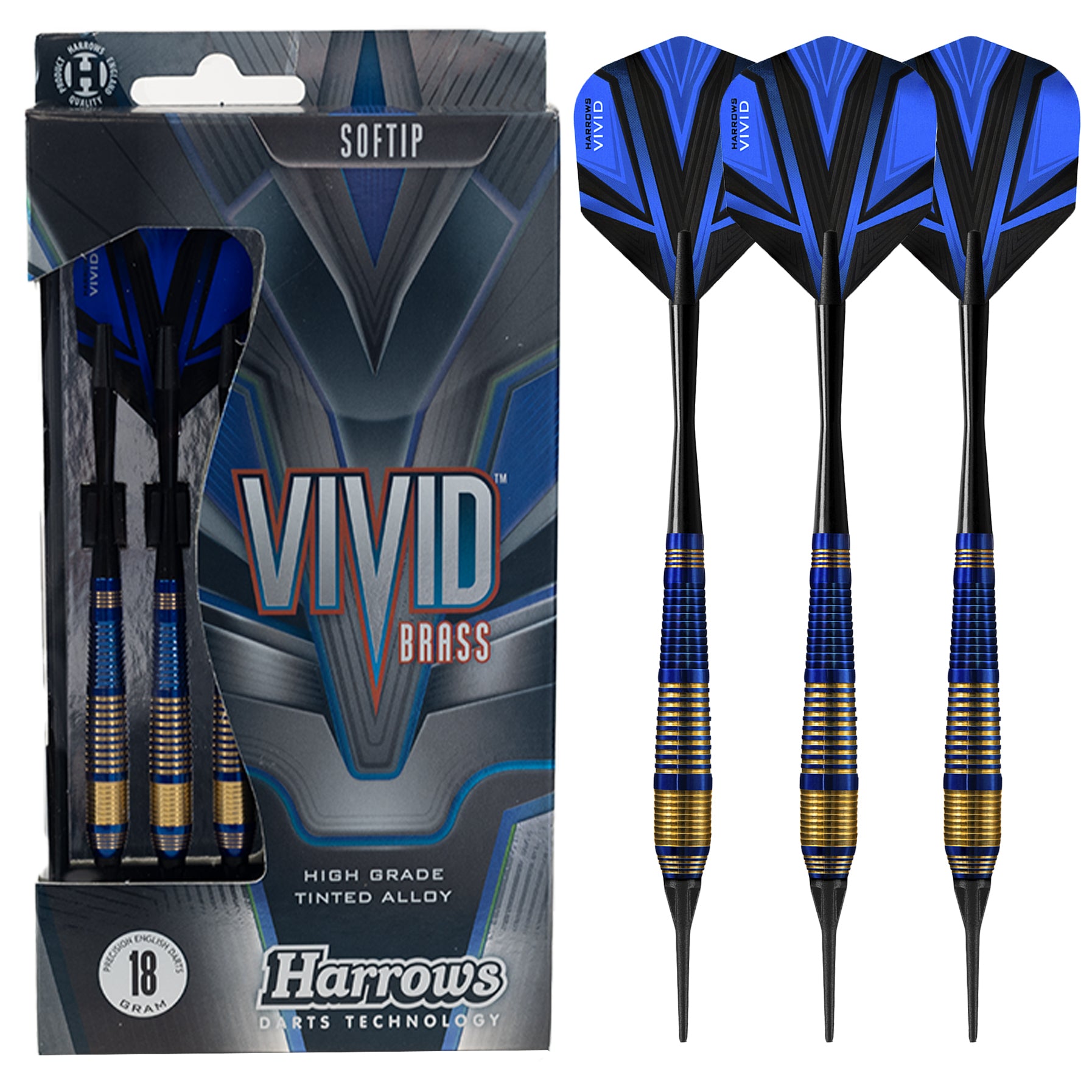 harrows-vivid-softdarts-18g-blau-messing-einsteiger image 1