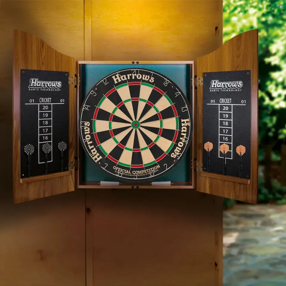 harrows-pro-s-choice-dartboard-cabinet-set-sisal image 1