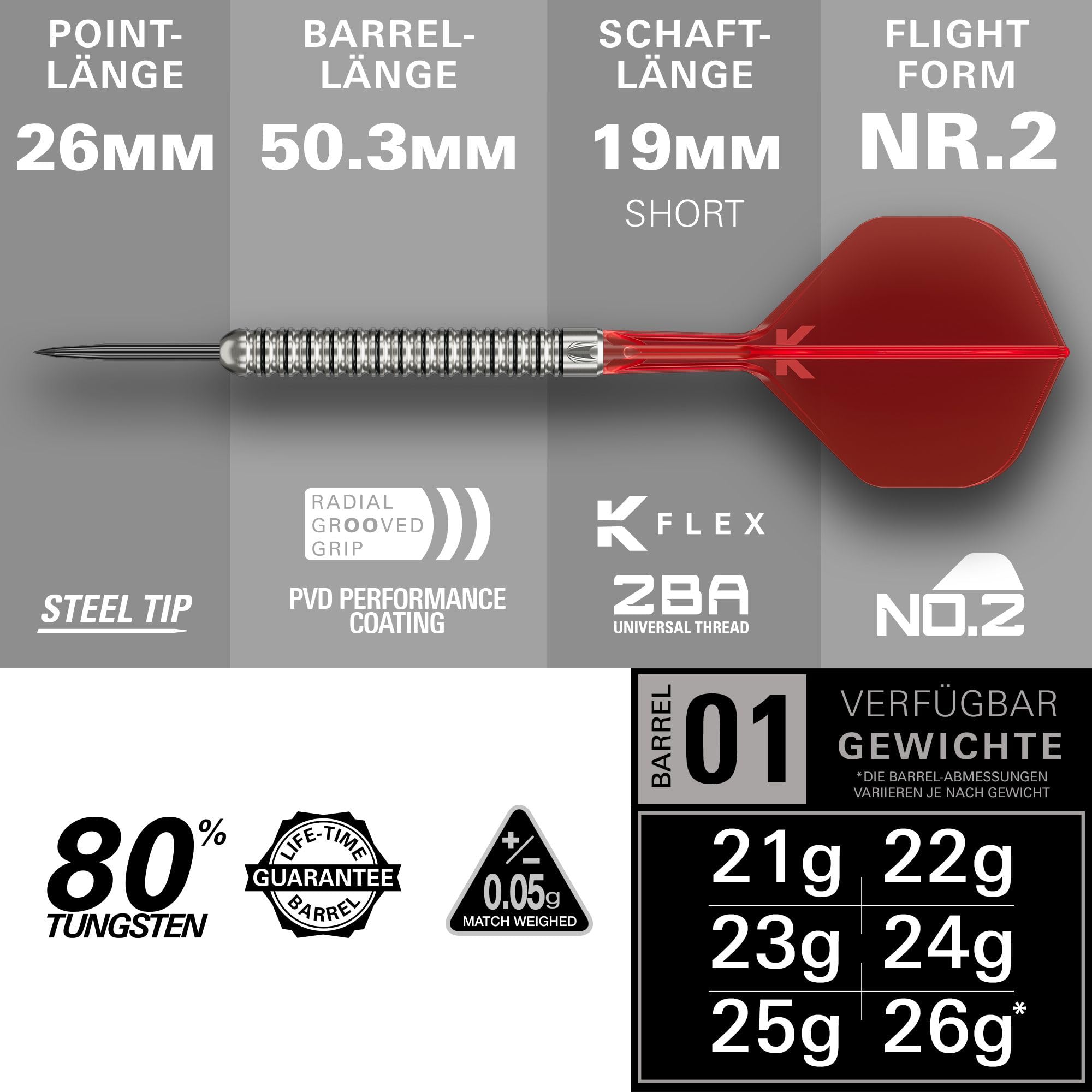 target-artemis-25g-steeldarts-set-k-flex-mit-etui image 2