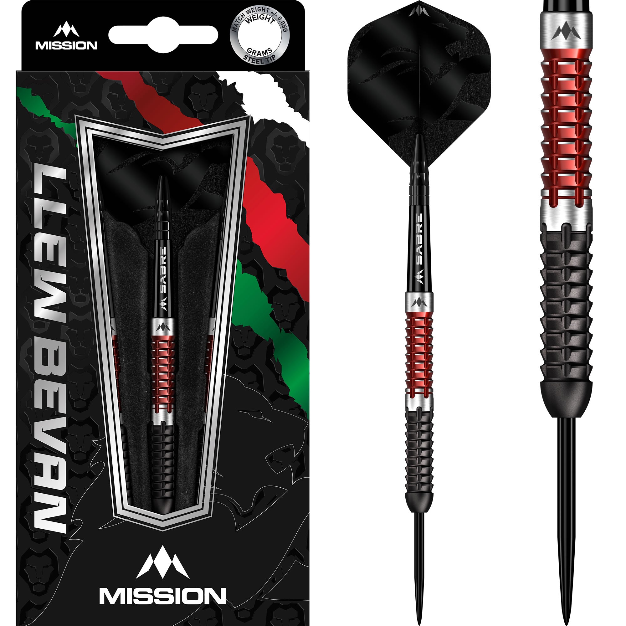 mission-llew-bevan-steeldarts-23g-90-tungsten-schwarz-rot image 1