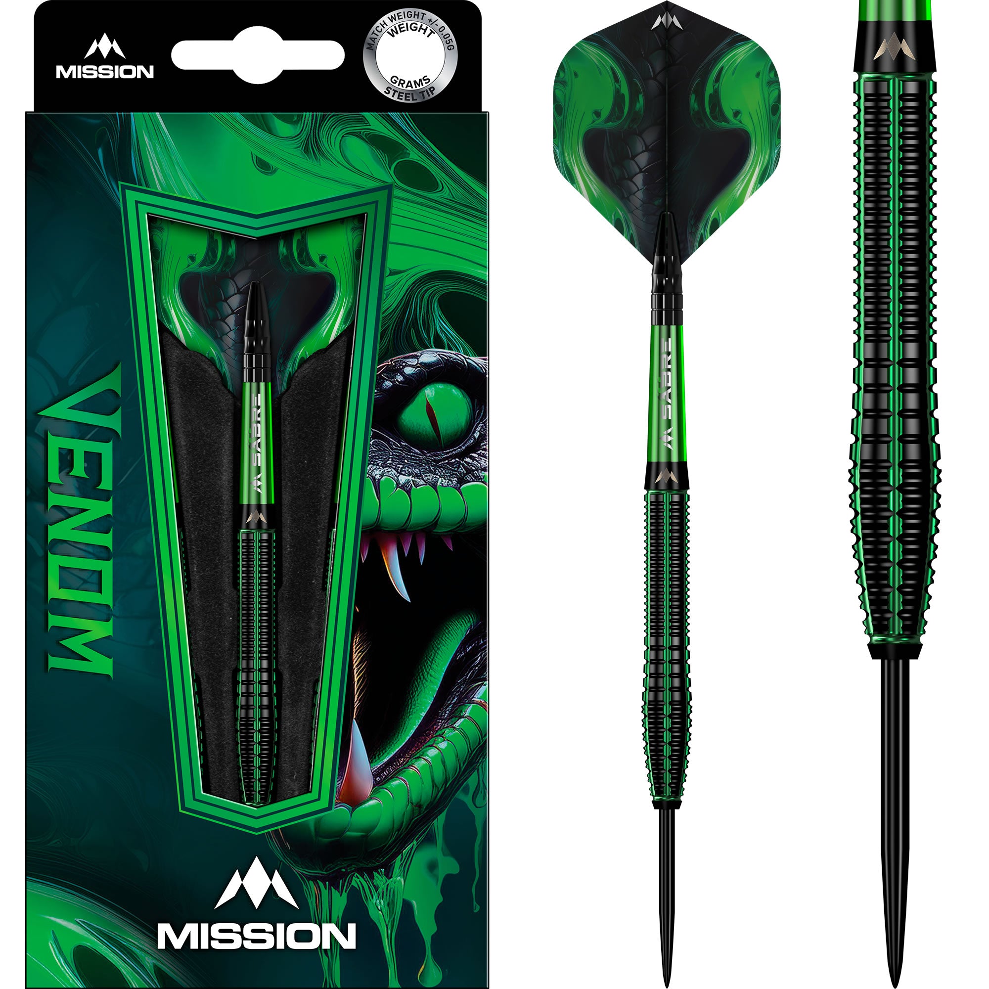 mission-venom-steeldart-90-tungsten-schwarz-gr-n-23g image 1