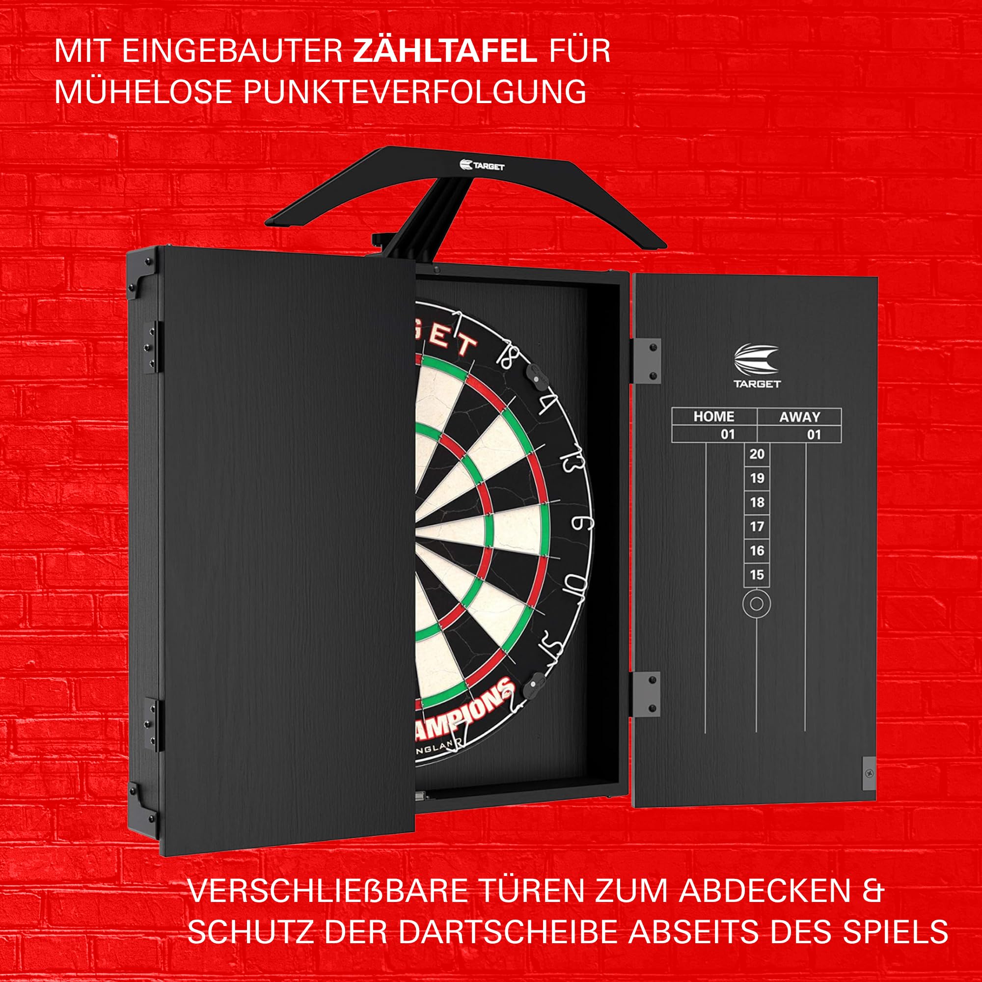 target-arc-dartschrank-set-dartscheibe-beleuchtung-schwarz image 3