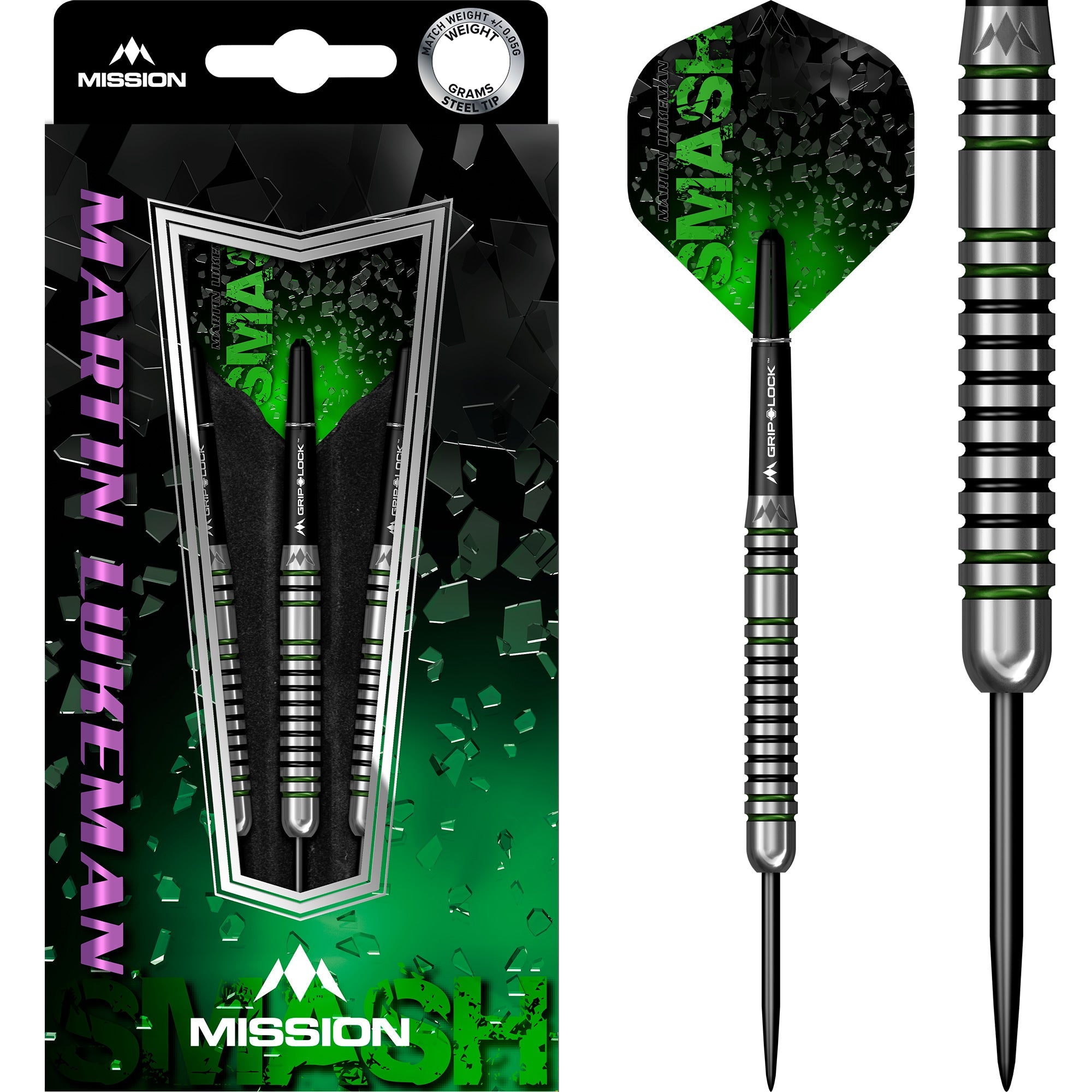 mission-martin-lukeman-steeldarts-black-green-23g image 1