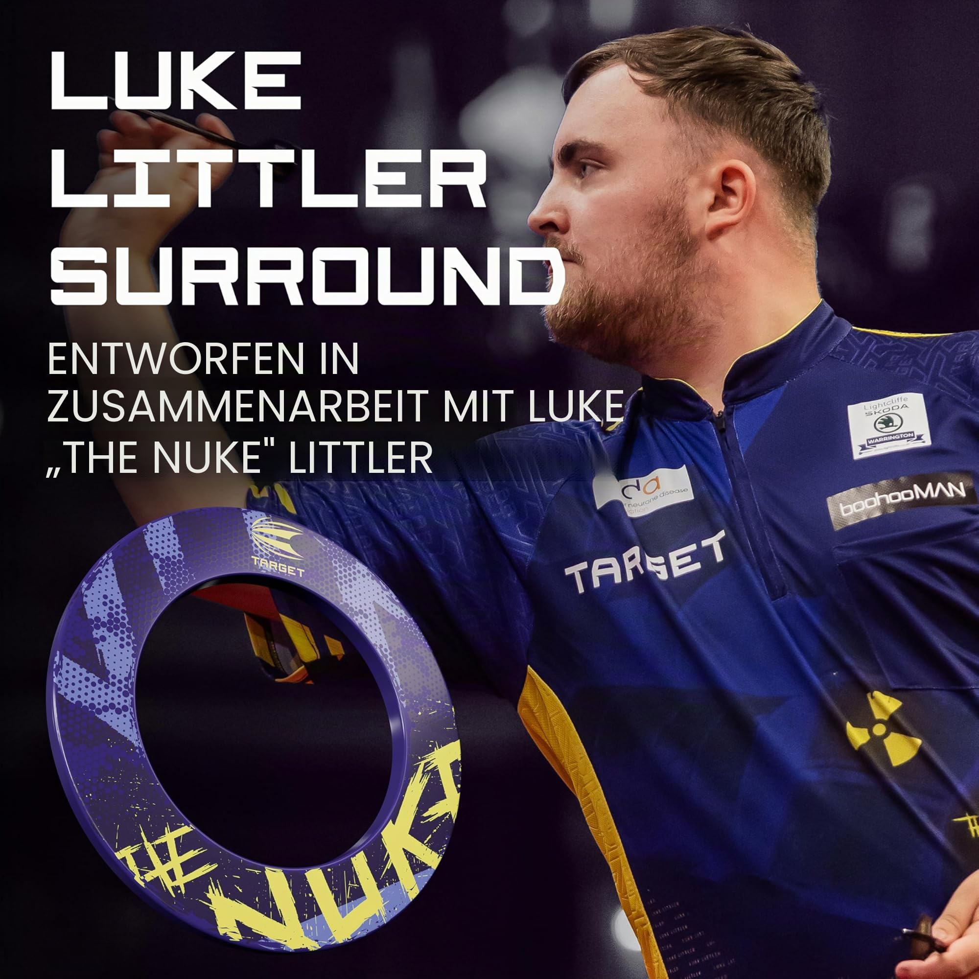 target-luke-littler-dartboard-surround-lila-gelb-wandschutz image 3