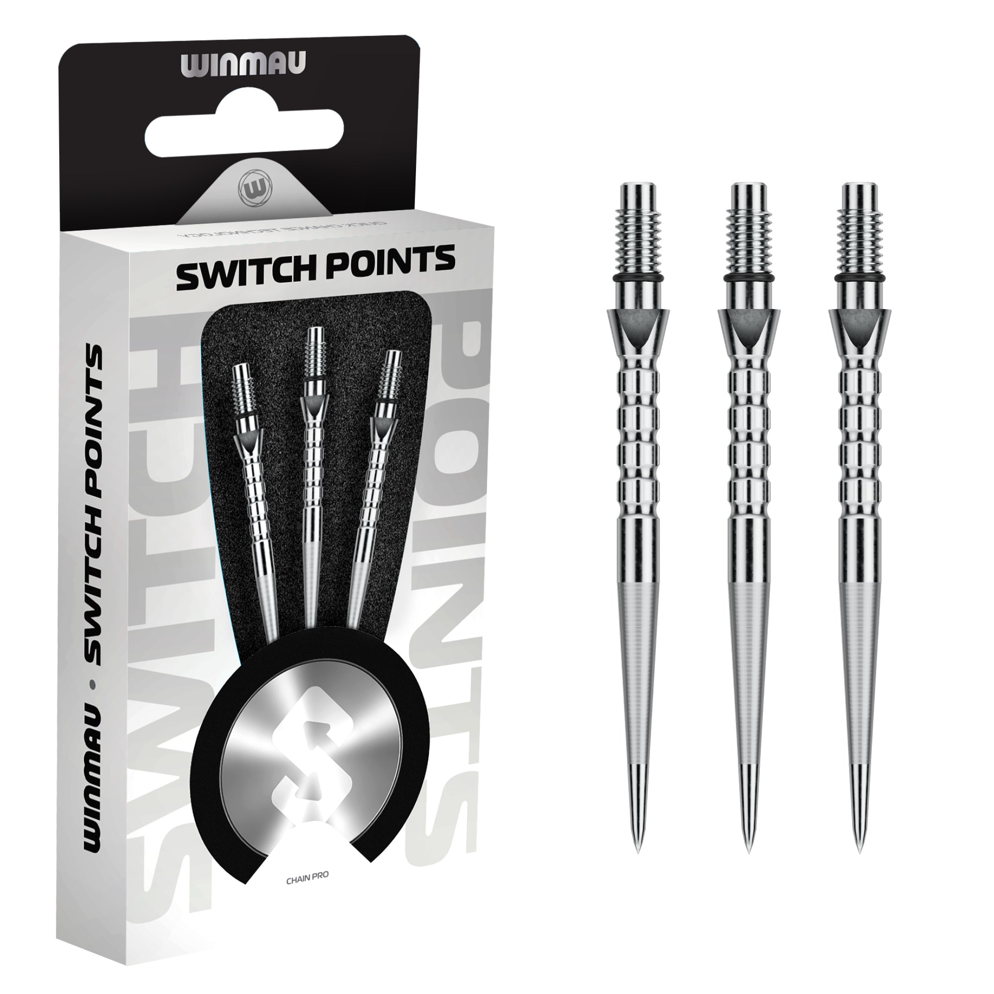 winmau-switch-point-spitzen-kette-silber-26-mm-effekt image 2
