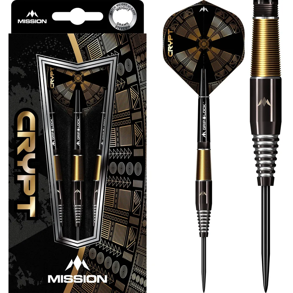 mission-crypt-m2-steeldarts-23g-schwarz-gold-90-tungsten image 1