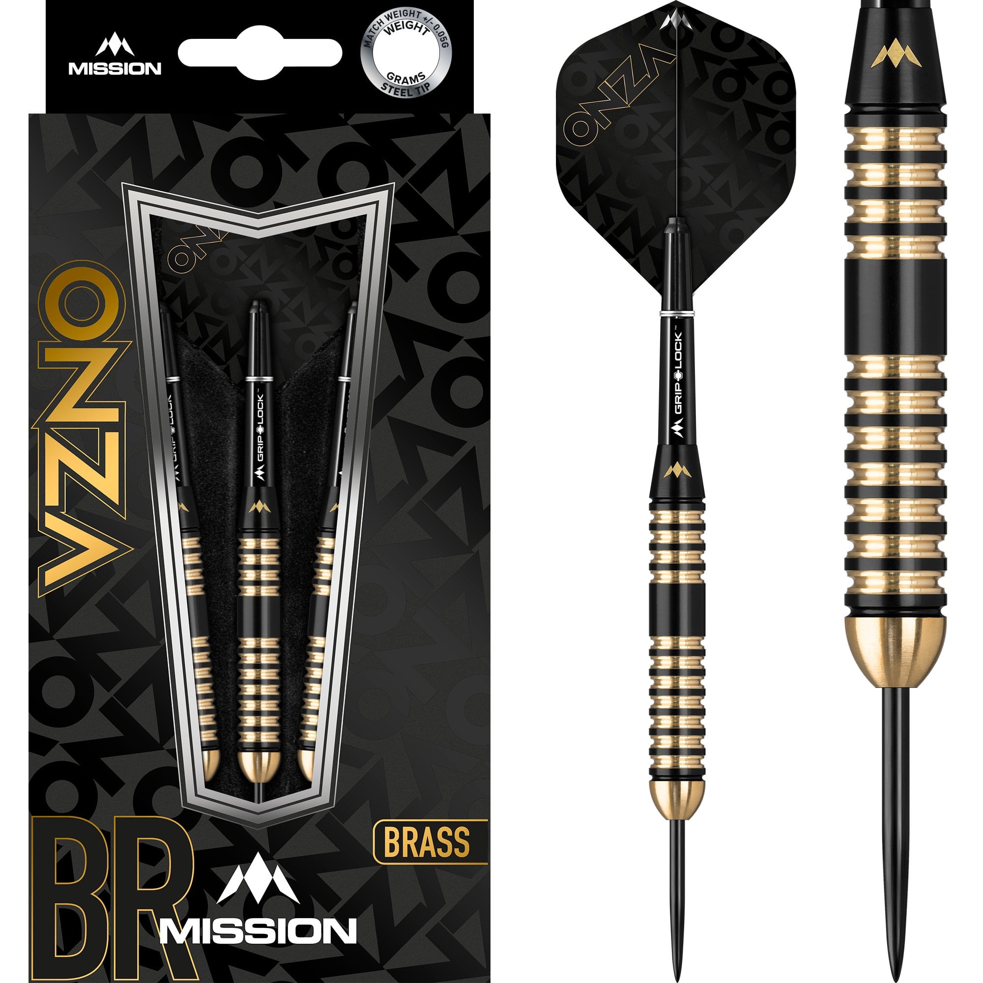 mission-onza-m4-steeldarts-24g-black-gold-messing image 1