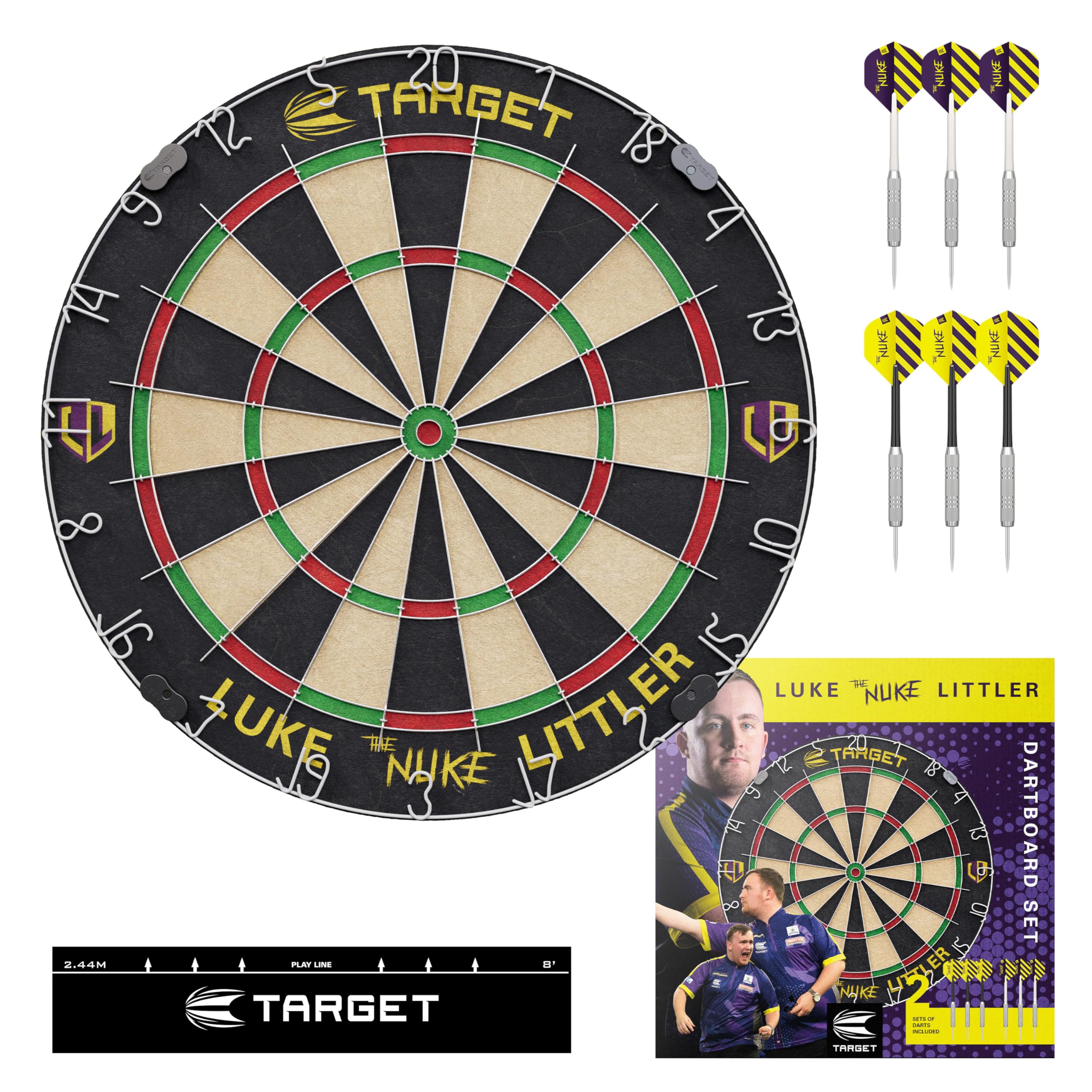 target-tor-luke-littler-dartscheiben-set-sisal-mit-6-steeldarts image 1