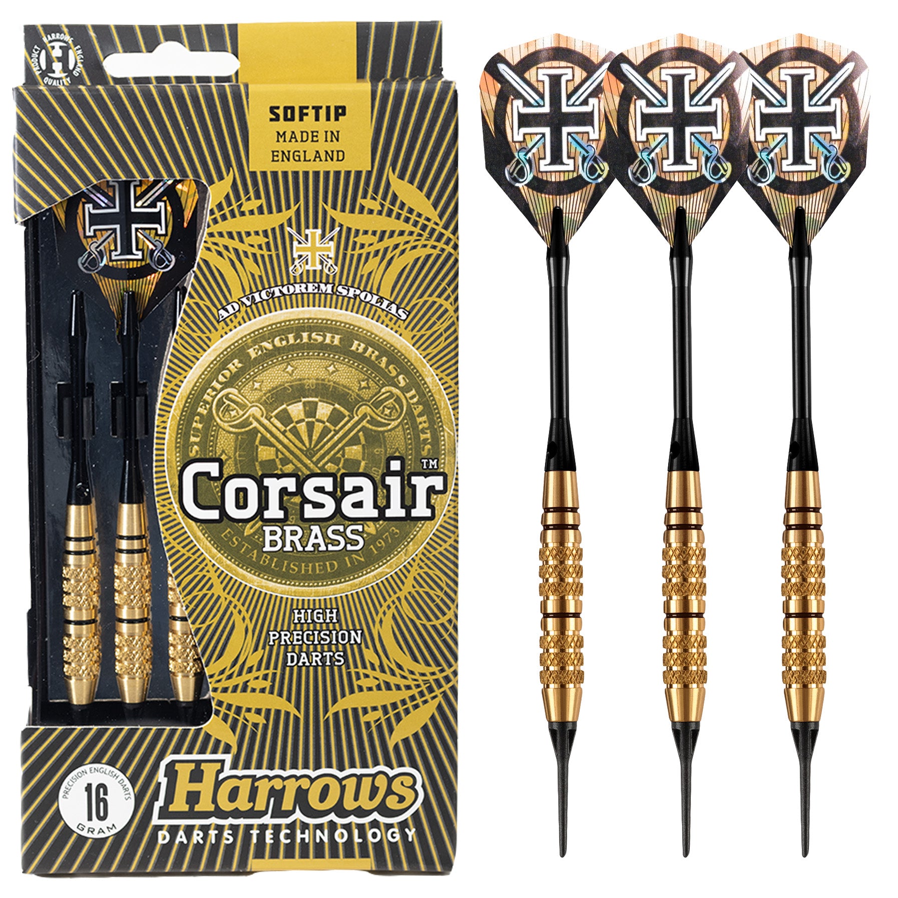 harrows-corsair-black-18g-softdarts-messing-3er-set image 1