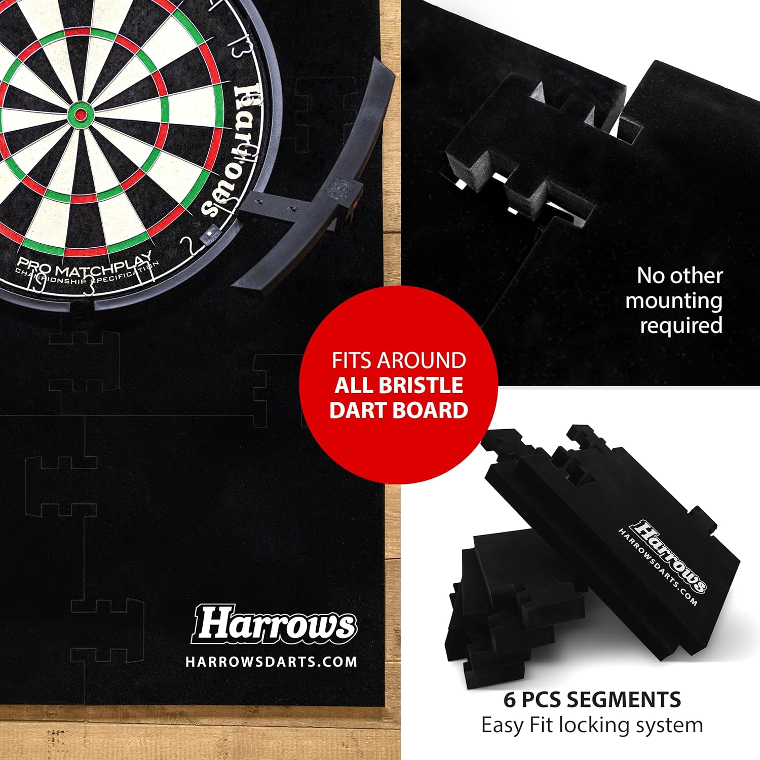 harrows-xl-dartboard-surround-wandschutz-6-teilig-schwarz image 5