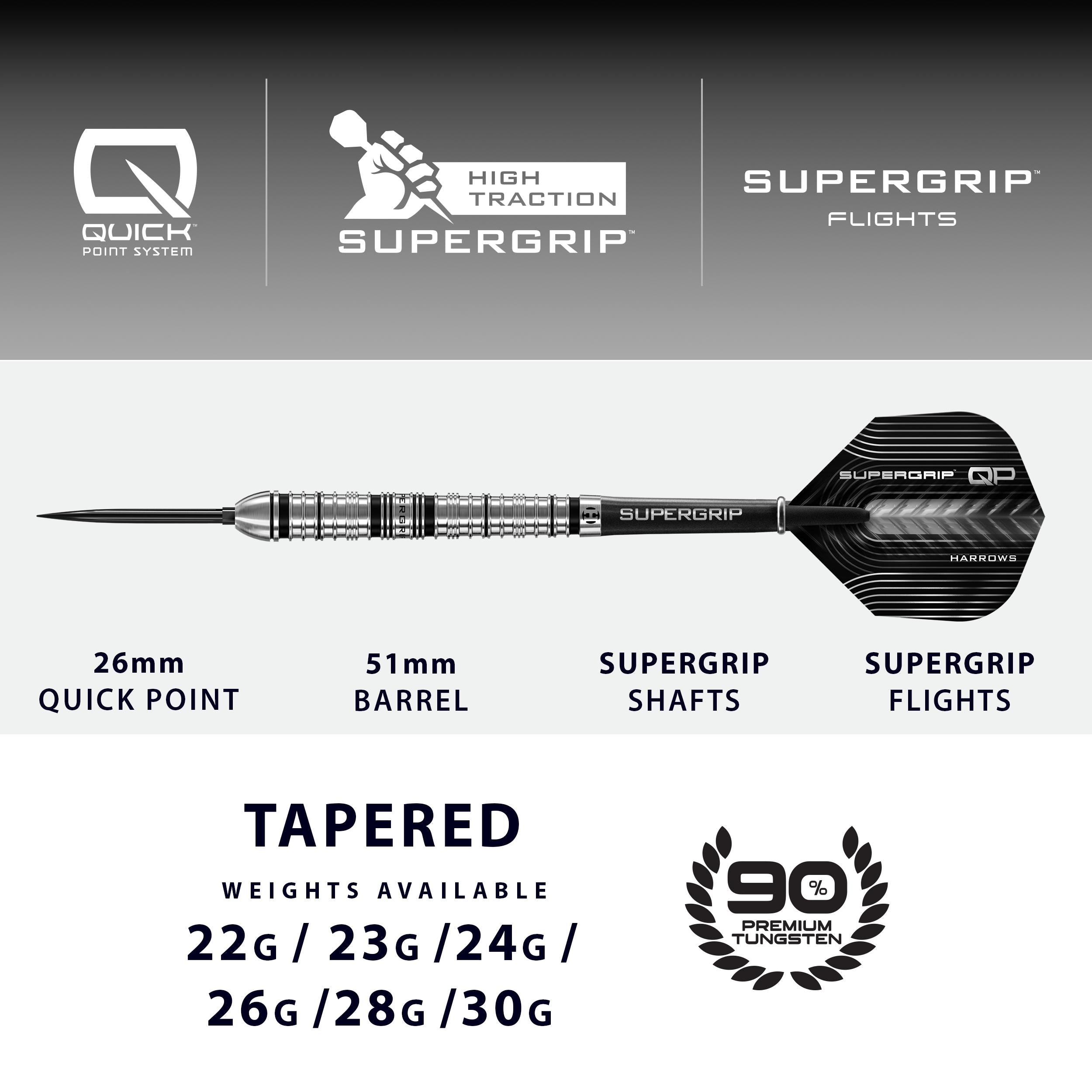 harrows-supergrip-qp-tapered-steeldart-24g-90-quick-point image 4