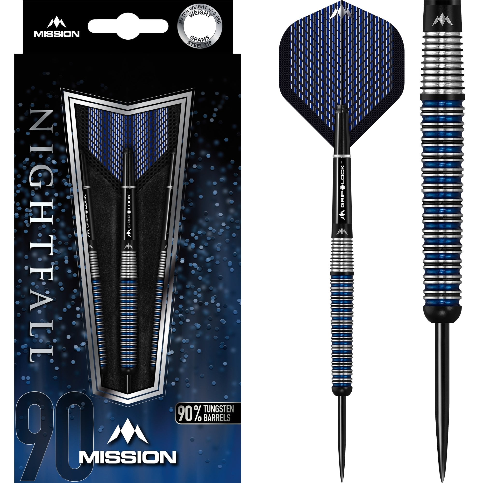 mission-nightfall-m3-taper-steeldarts-23g-schwarz-blau-90 image 1
