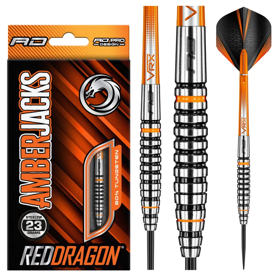 red-dragon-amberjacks-14-steeldarts-schwarz-orange-rillengriff image 1