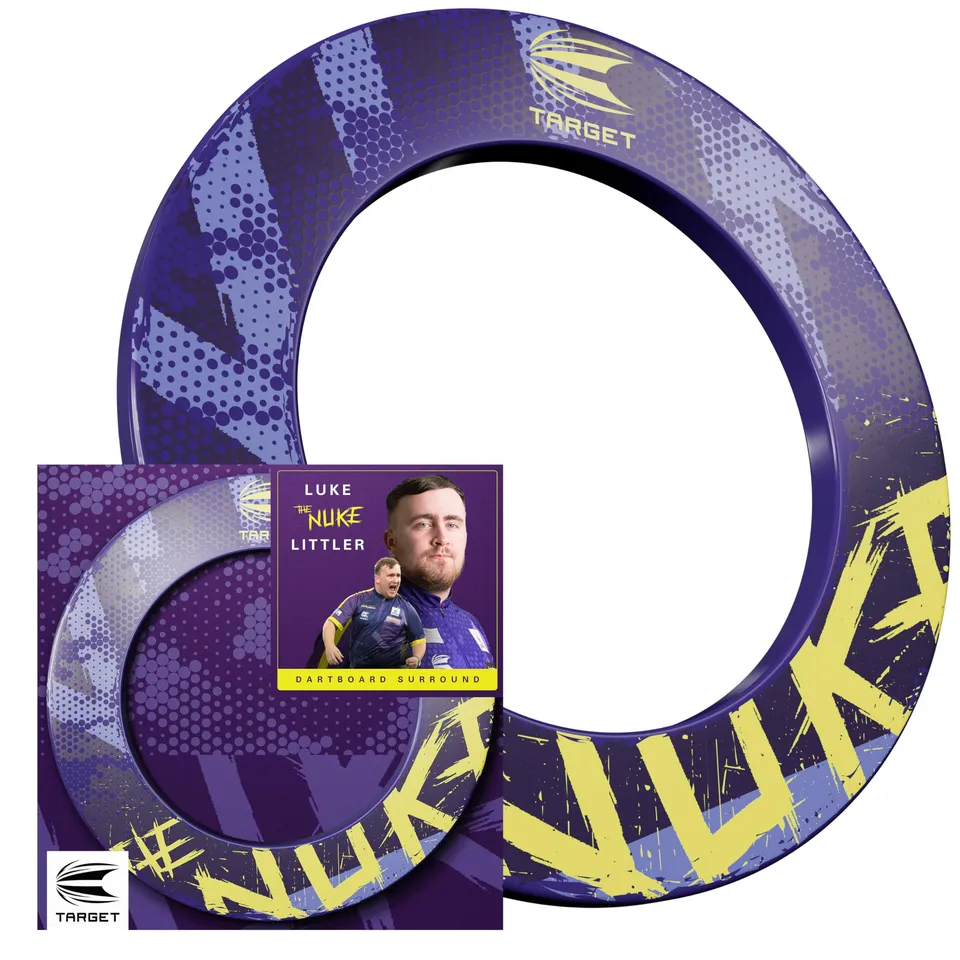 target-luke-littler-dartboard-surround-lila-gelb-wandschutz image 1