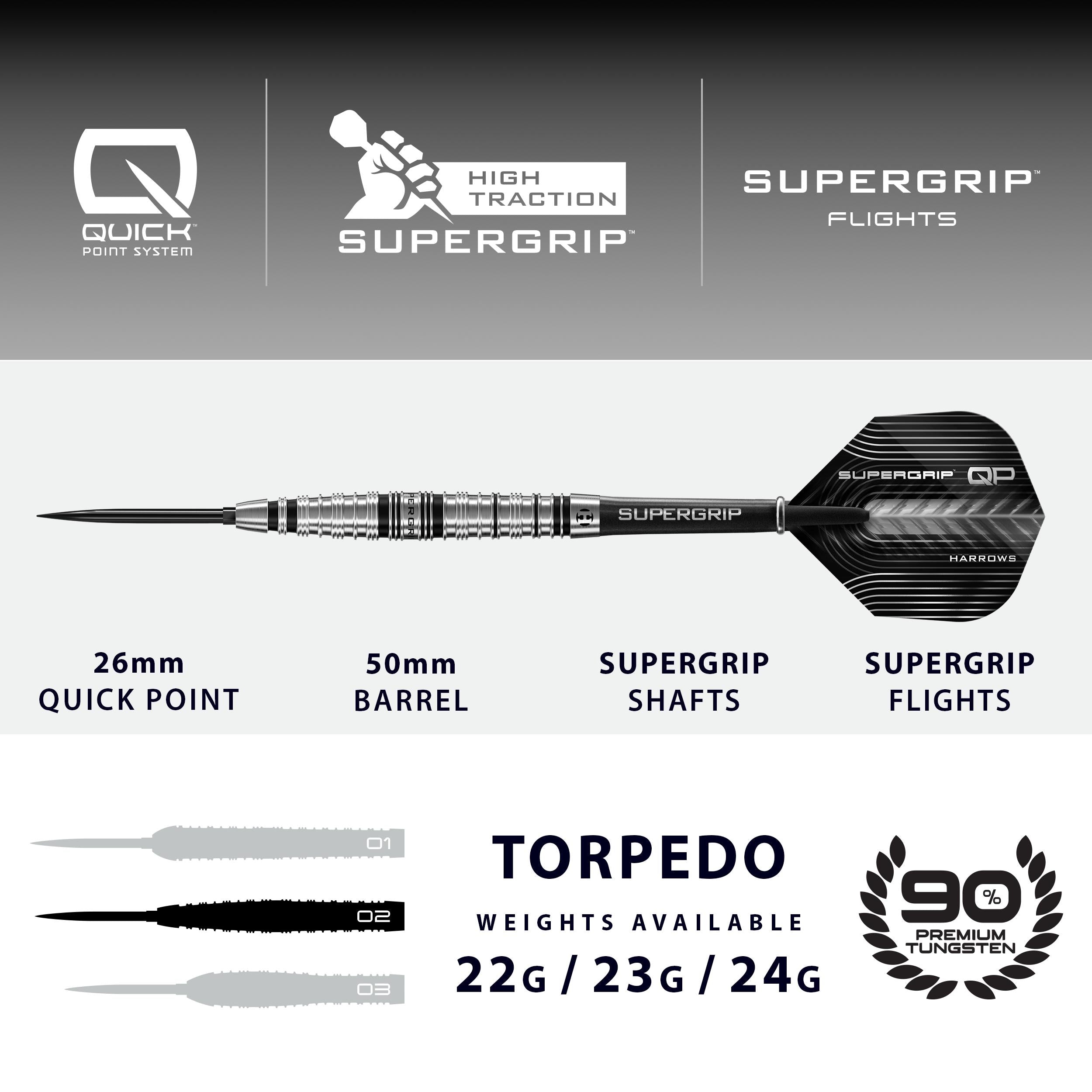 harrows-supergrip-qp-torpedo-steeldarts-23g-90-tungsten image 4
