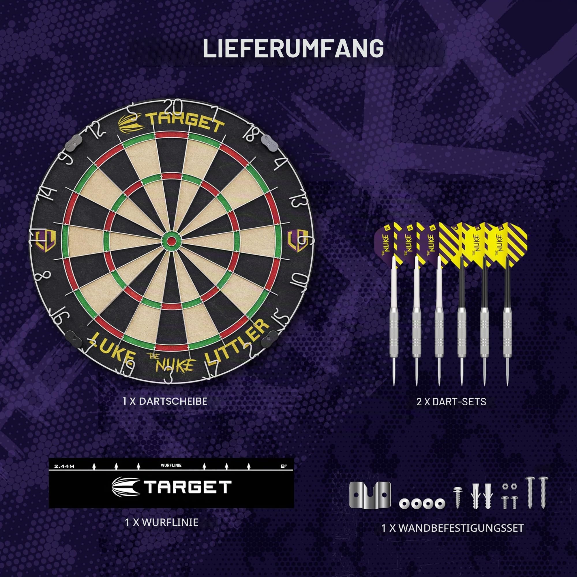 target-tor-luke-littler-dartscheiben-set-sisal-mit-6-steeldarts image 5