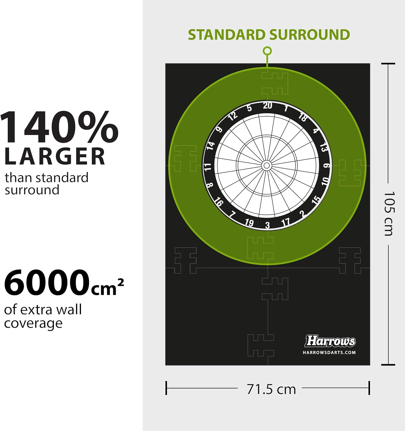 harrows-xl-dartboard-surround-wandschutz-6-teilig-schwarz image 3
