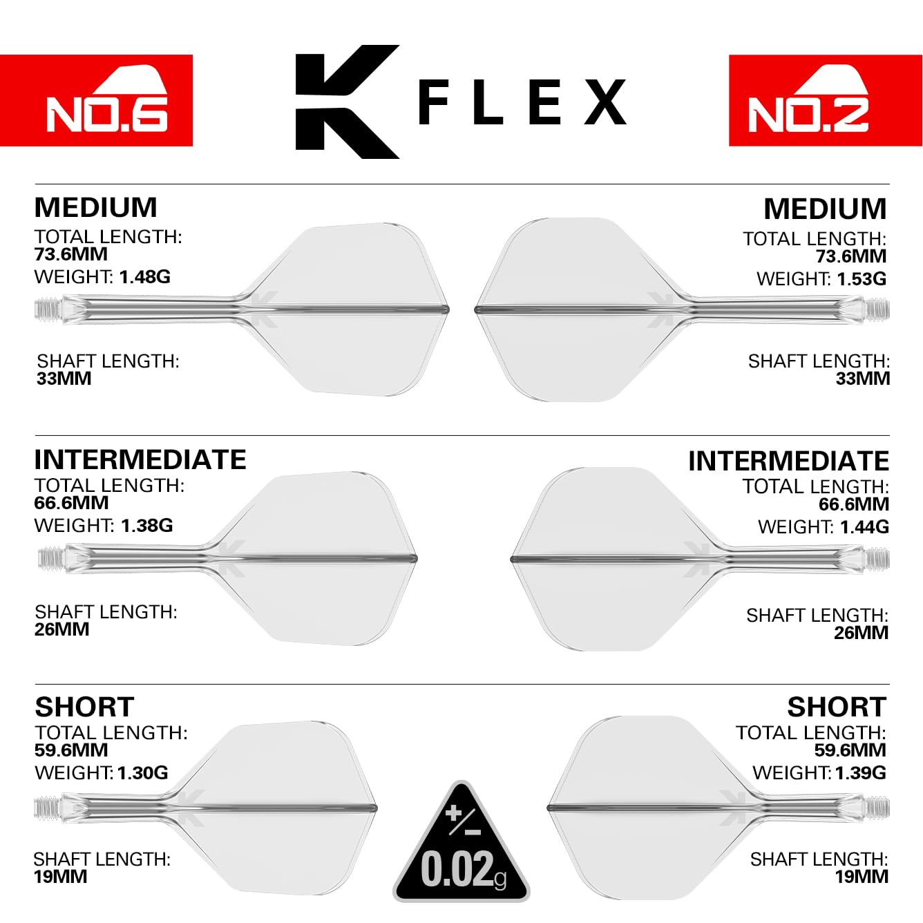 target-k-flex-flights-blau-no-6-short-19mm-3er-pack-system image 2