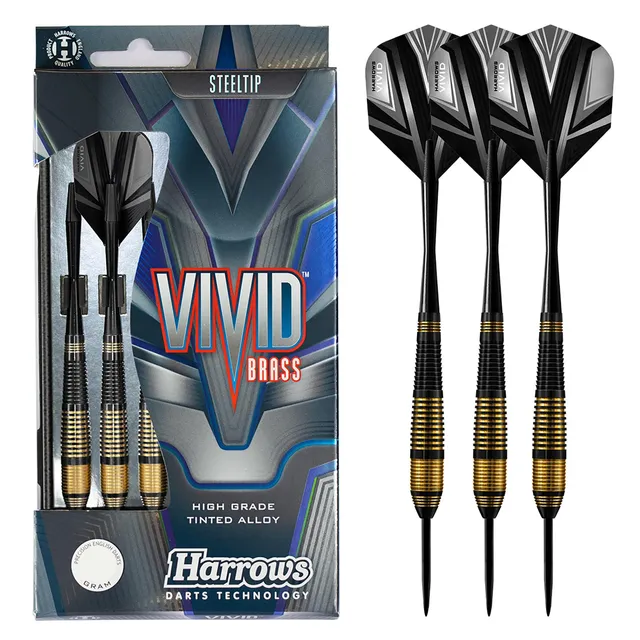 harrows-vivid-brass-black-steeldarts-23gr-messing image 1