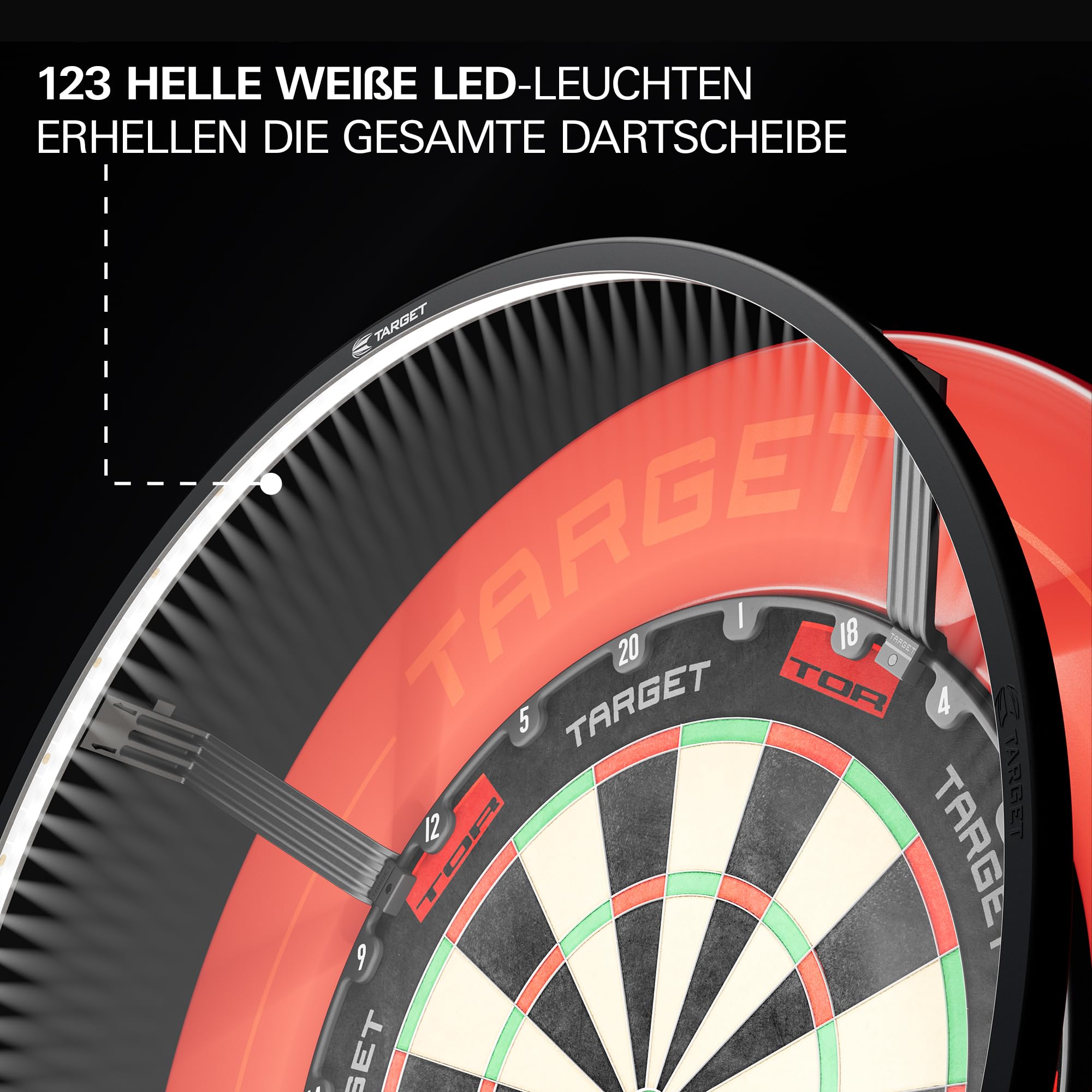 target-corona-vision-dartboard-beleuchtung-led-ring-wei image 2